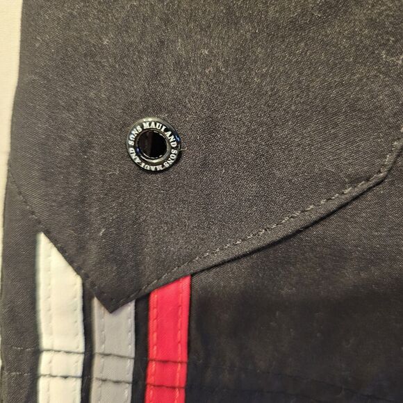 Maui and Sons 3 pocket casual Boardshorts Sz 32 waist‎ Black Red Grey Stripe - Picture 4 of 8